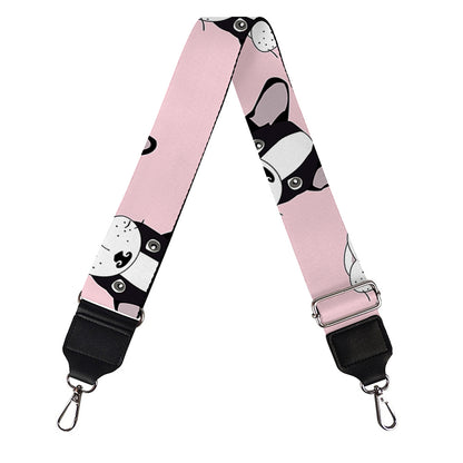 Cartoon French Bulldog Pattern Print Bag Strap