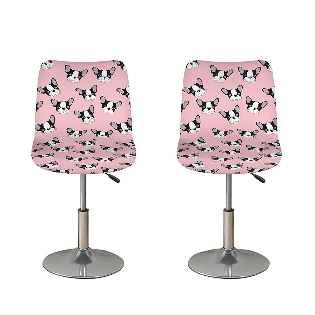 Cartoon French Bulldog Pattern Print Bar Stool Covers