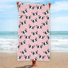 Cartoon French Bulldog Pattern Print Beach Towel