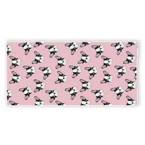 Cartoon French Bulldog Pattern Print Beach Towel