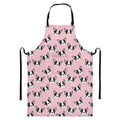 Cartoon French Bulldog Pattern Print Bib Apron With Pocket