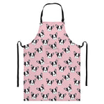 Cartoon French Bulldog Pattern Print Bib Apron With Pocket