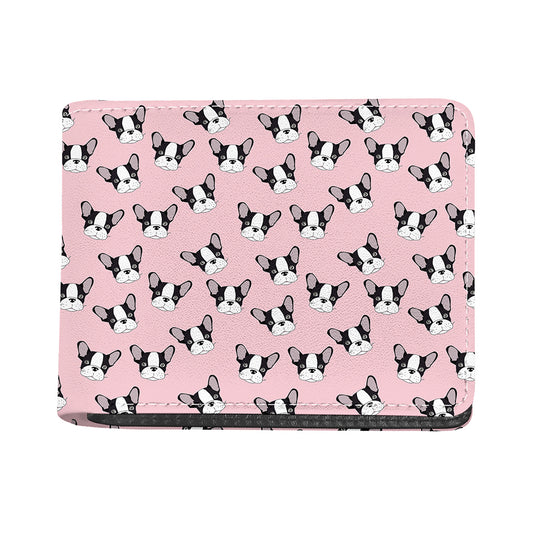 Cartoon French Bulldog Pattern Print Bifold Wallet
