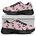 Cartoon French Bulldog Pattern Print Black Chunky Shoes