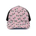 Cartoon French Bulldog Pattern Print Black Mesh Trucker Hat