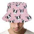Cartoon French Bulldog Pattern Print Bucket Hat