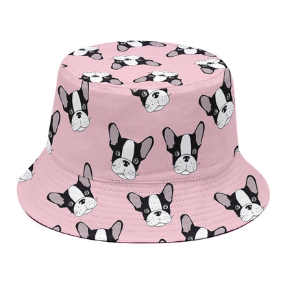 Cartoon French Bulldog Pattern Print Bucket Hat