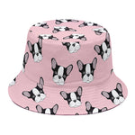 Cartoon French Bulldog Pattern Print Bucket Hat