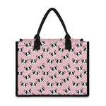 Cartoon French Bulldog Pattern Print Canvas Tote Bag