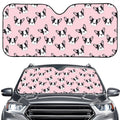 Cartoon French Bulldog Pattern Print Car Windshield Sun Shade
