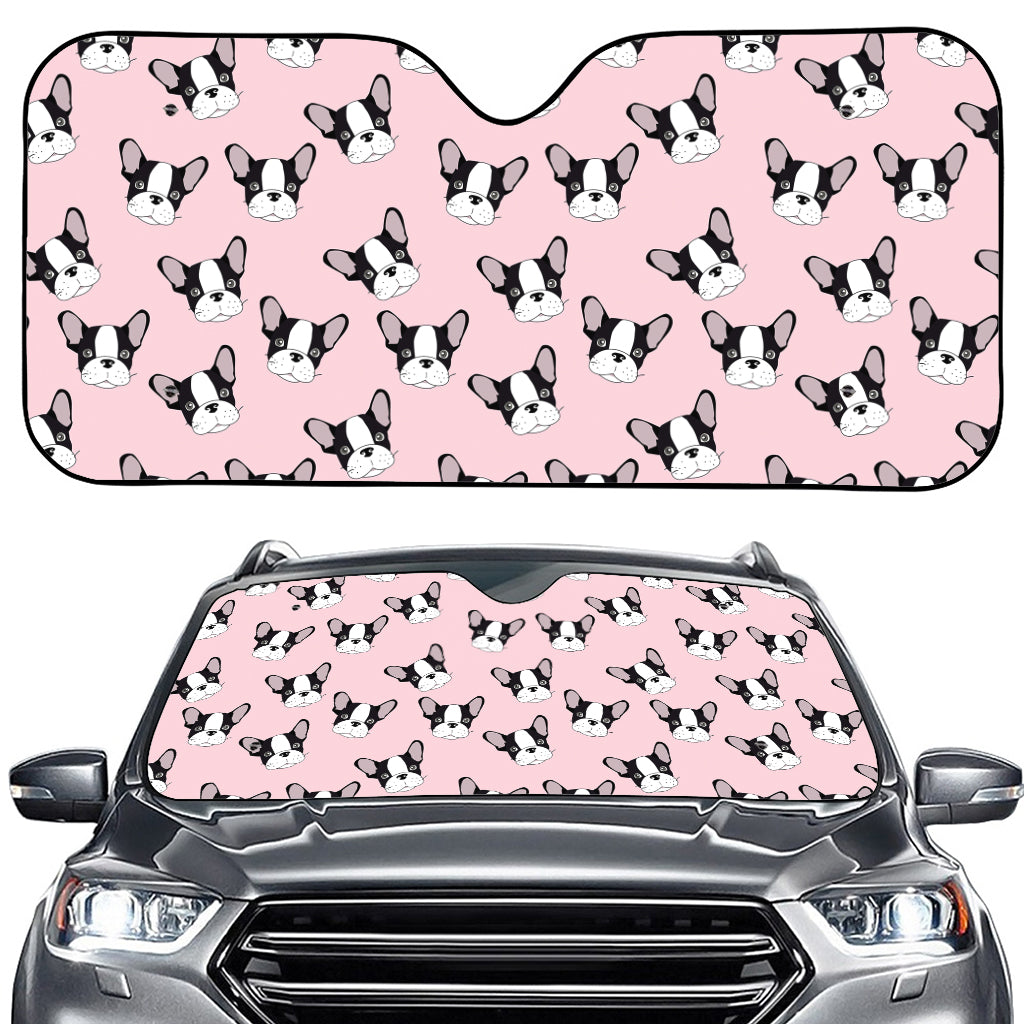 Cartoon French Bulldog Pattern Print Car Windshield Sun Shade