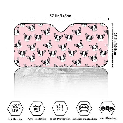 Cartoon French Bulldog Pattern Print Car Windshield Sun Shade