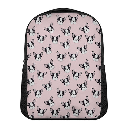 Cartoon French Bulldog Pattern Print Casual Backpack