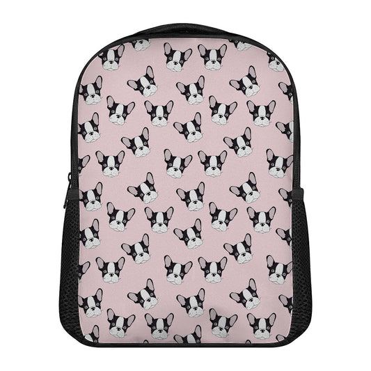 Cartoon French Bulldog Pattern Print Casual Backpack
