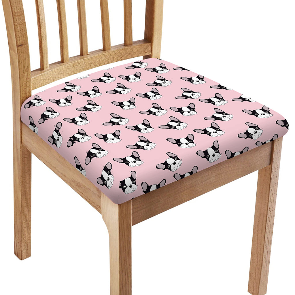 Cartoon French Bulldog Pattern Print Chair Cushion Cover