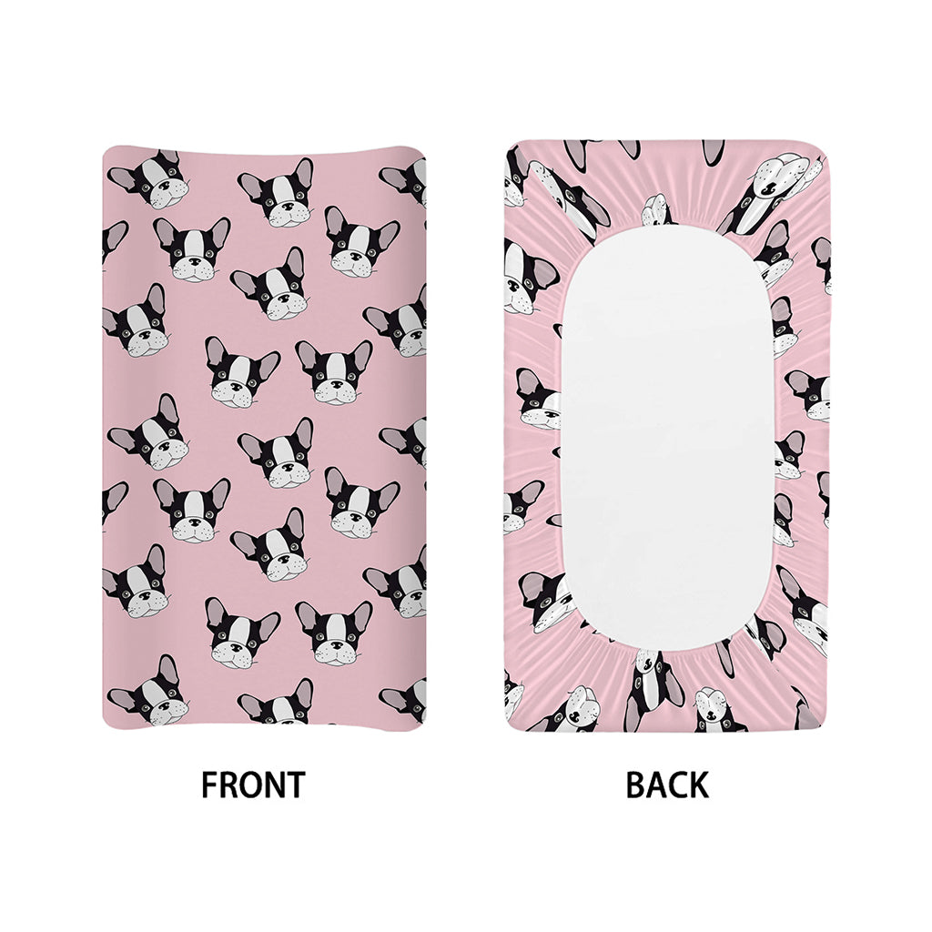 Cartoon French Bulldog Pattern Print Changing Pad Cover