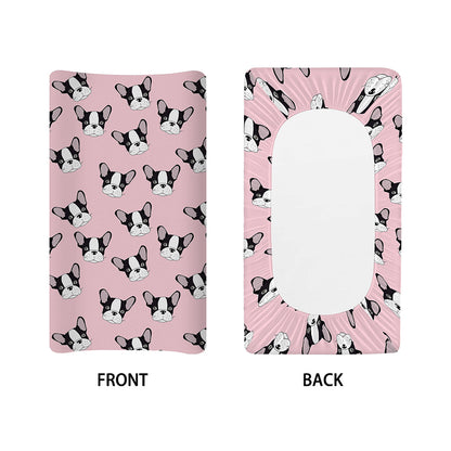 Cartoon French Bulldog Pattern Print Changing Pad Cover