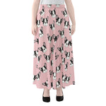 Cartoon French Bulldog Pattern Print Chiffon Maxi Skirt