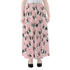 Cartoon French Bulldog Pattern Print Chiffon Maxi Skirt