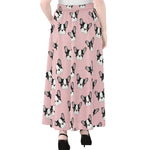 Cartoon French Bulldog Pattern Print Chiffon Maxi Skirt