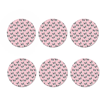 Cartoon French Bulldog Pattern Print Coaster Set