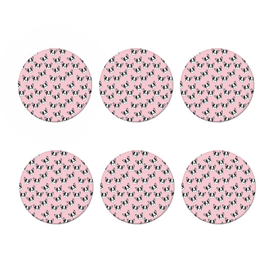 Cartoon French Bulldog Pattern Print Coaster Set