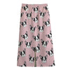 Cartoon French Bulldog Pattern Print Cotton Front Slit Maxi Skirt