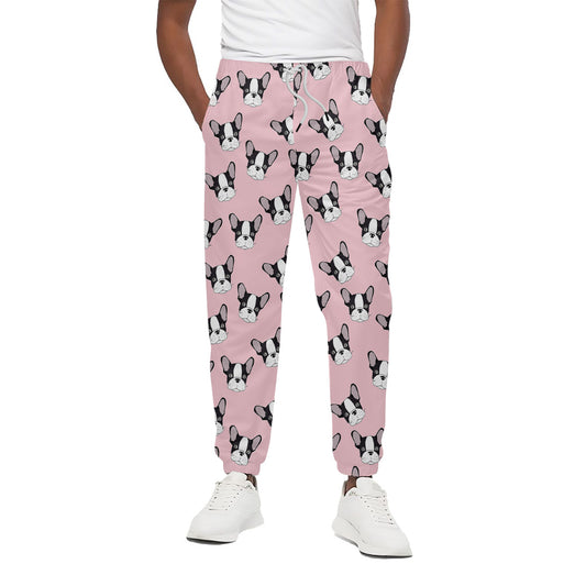 Cartoon French Bulldog Pattern Print Cotton Pants