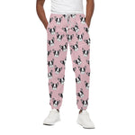 Cartoon French Bulldog Pattern Print Cotton Pants