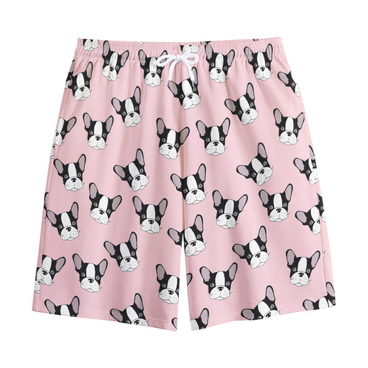 Cartoon French Bulldog Pattern Print Cotton Shorts