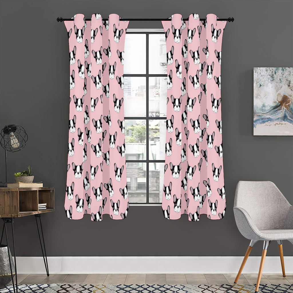 Cartoon French Bulldog Pattern Print Curtain