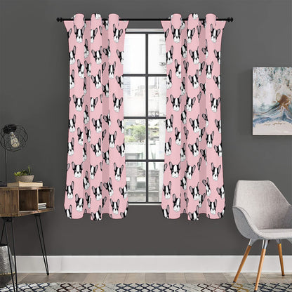 Cartoon French Bulldog Pattern Print Curtain