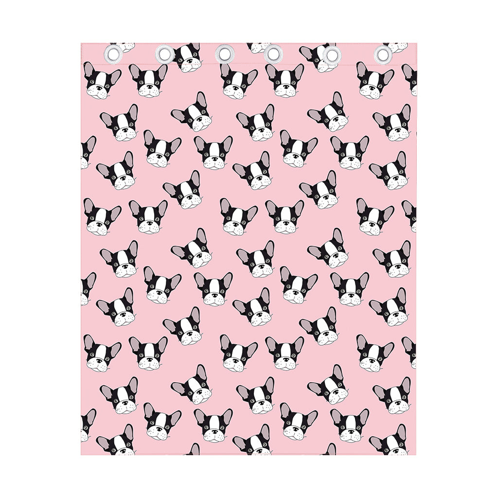 Cartoon French Bulldog Pattern Print Curtain