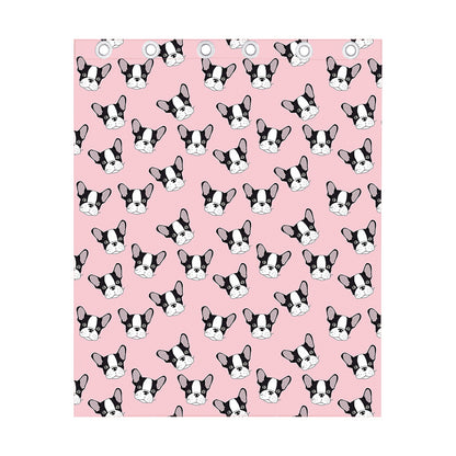Cartoon French Bulldog Pattern Print Curtain