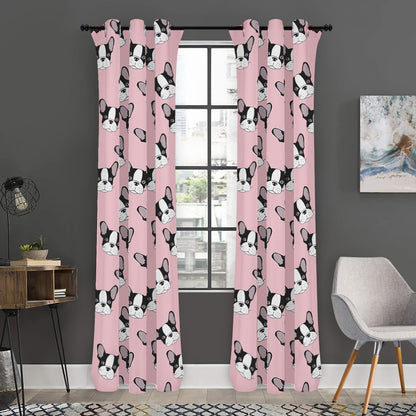 Cartoon French Bulldog Pattern Print Curtain