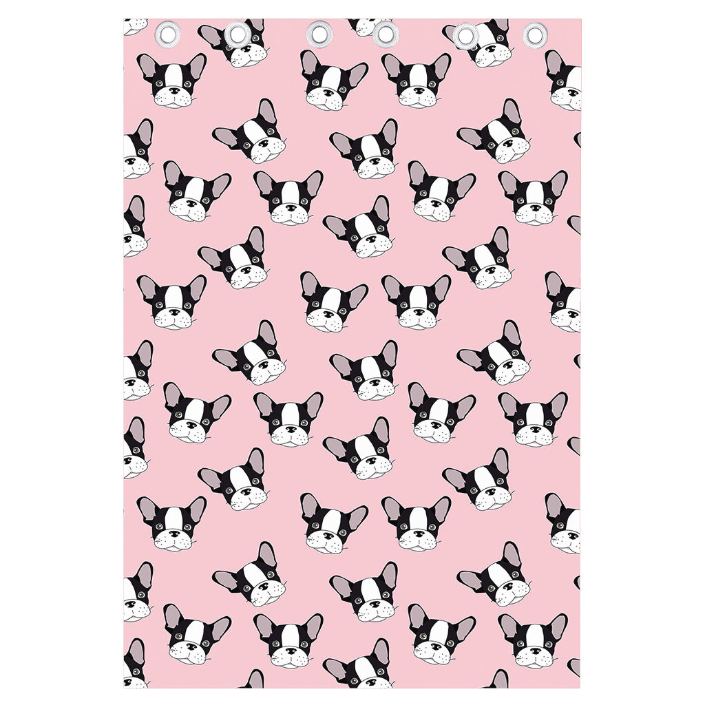 Cartoon French Bulldog Pattern Print Curtain