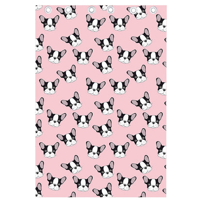 Cartoon French Bulldog Pattern Print Curtain