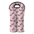 Cartoon French Bulldog Pattern Print Double Neoprene Wine Tote