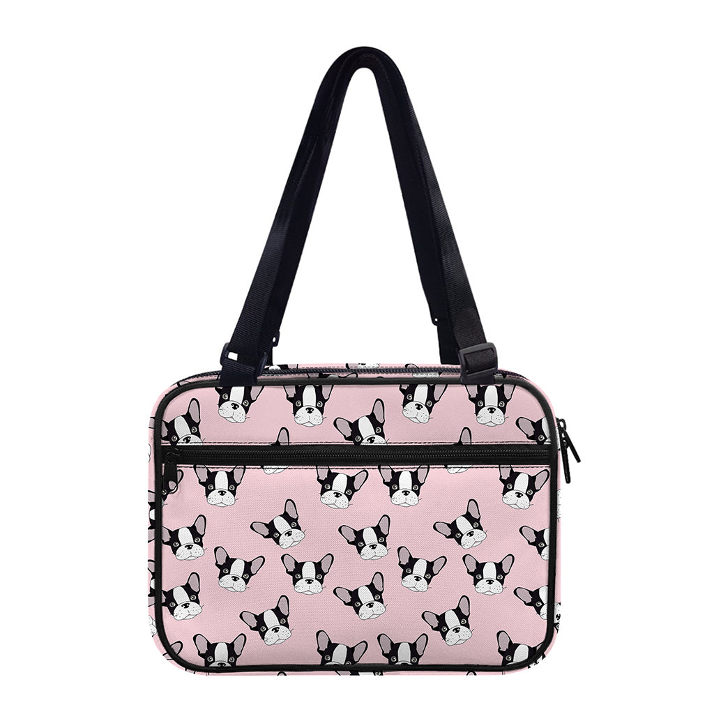 Cartoon French Bulldog Pattern Print Double Strap Bible Bag