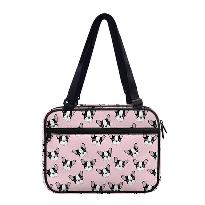 Cartoon French Bulldog Pattern Print Double Strap Bible Bag
