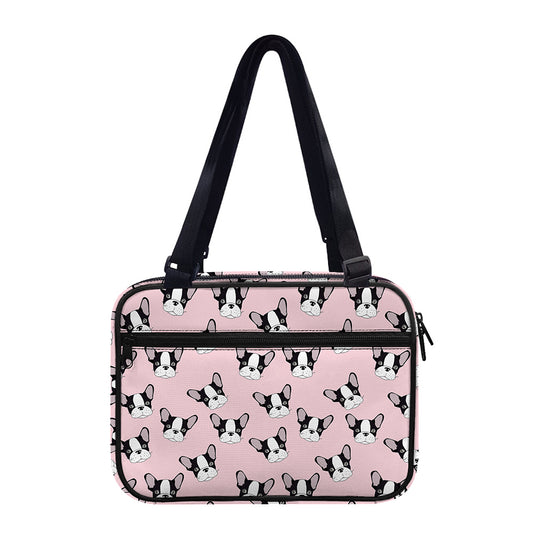 Cartoon French Bulldog Pattern Print Double Strap Bible Bag