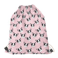 Cartoon French Bulldog Pattern Print Drawstring Bag