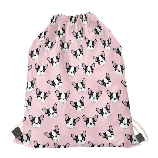 Cartoon French Bulldog Pattern Print Drawstring Bag