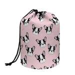 Cartoon French Bulldog Pattern Print Drawstring Makeup Bag