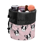 Cartoon French Bulldog Pattern Print Drawstring Makeup Bag