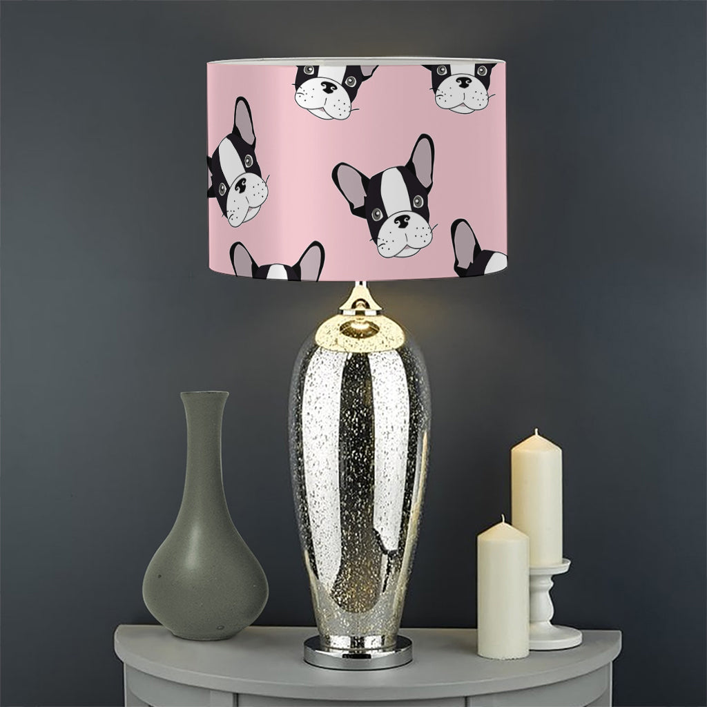 Cartoon French Bulldog Pattern Print Drum Lamp Shade