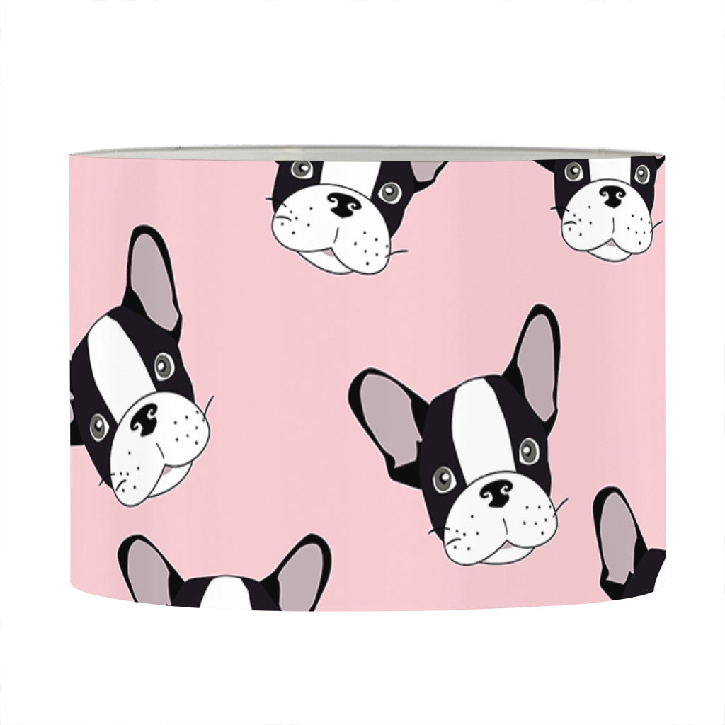 Cartoon French Bulldog Pattern Print Drum Lamp Shade
