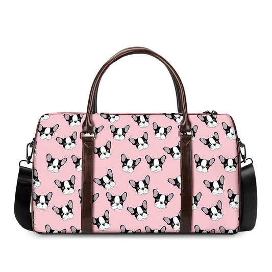Cartoon French Bulldog Pattern Print Duffle Bag