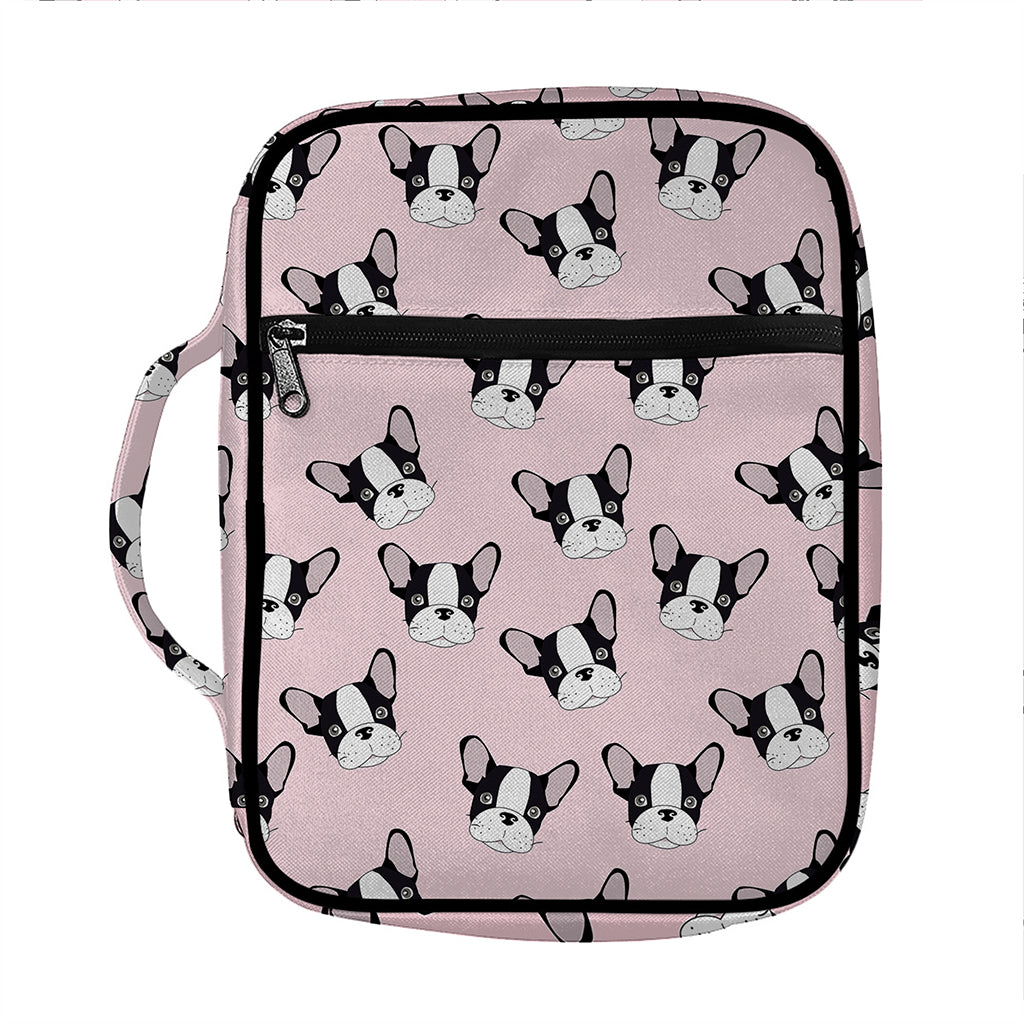 Cartoon French Bulldog Pattern Print Front Pocket Bible Bag