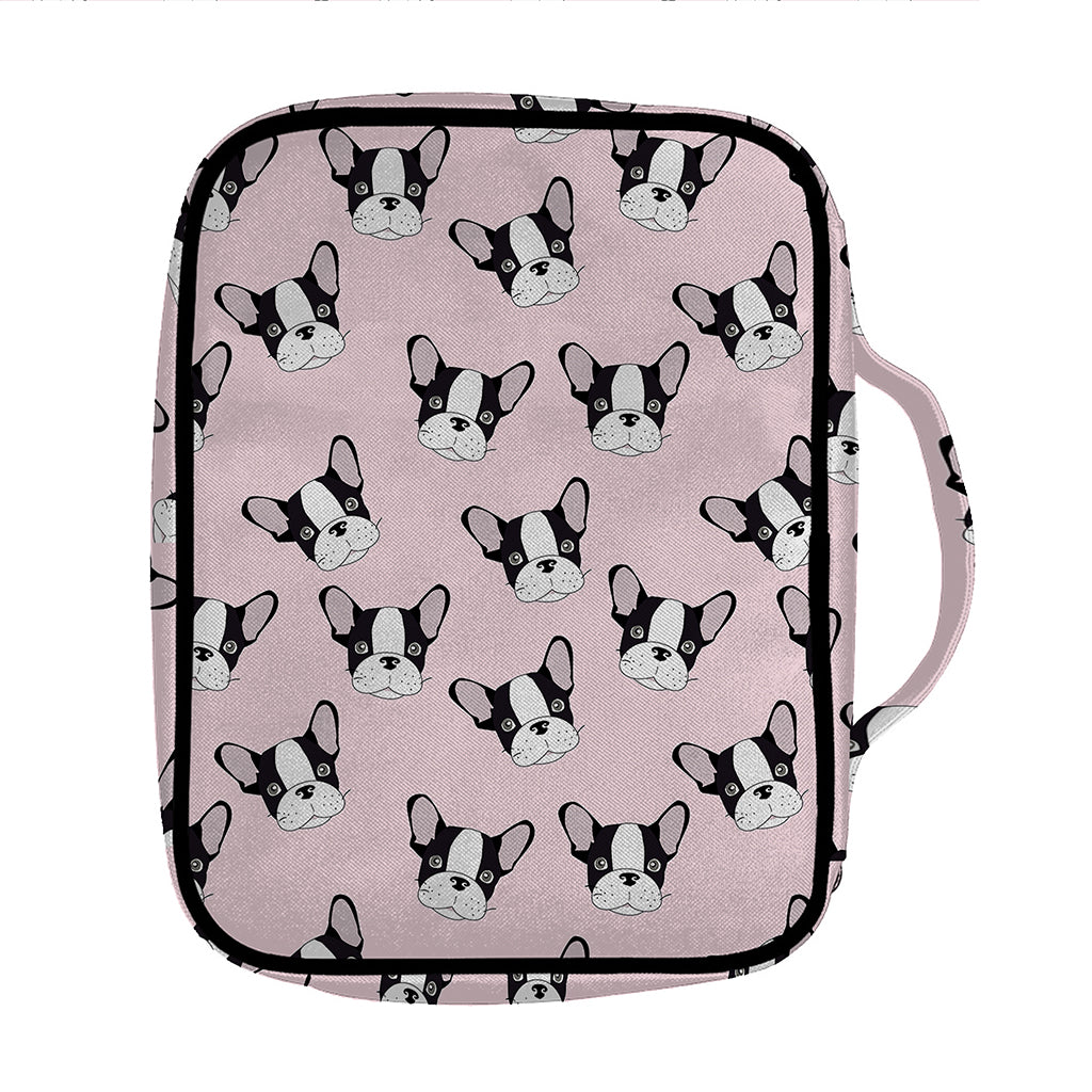 Cartoon French Bulldog Pattern Print Front Pocket Bible Bag